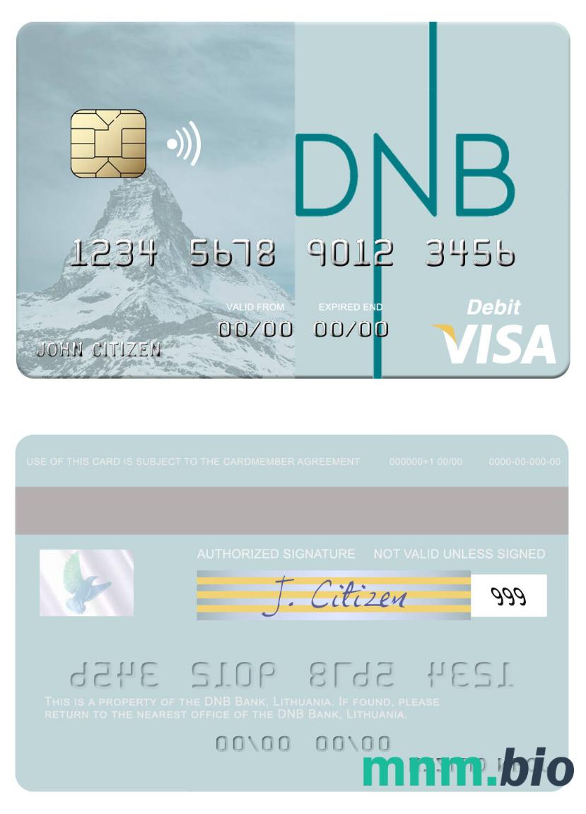 Lithuania DNB Bank visa debet karta przykład w formacie PSD